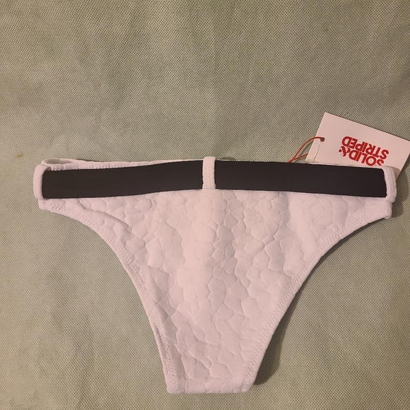 Solid & Striped Rachel Belted Bikini Bottom in White Embossed Floral - Picture 5 of 7
